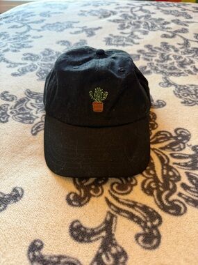 Black Dad Hat with Embroidered Cactus